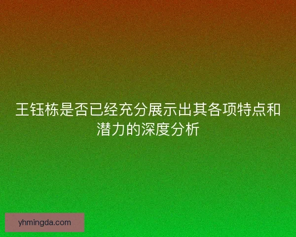 王钰栋是否已经充分展示出其各项特点和潜力的深度分析 王钰栋是否已经充分展示出其各项特点和潜力的深度分析